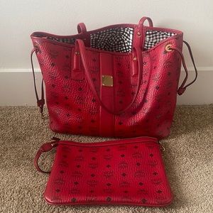 MCM Red Liz shopper - preloved. Comes with pouch as well.